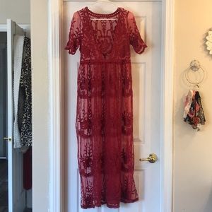 Red lace dress
